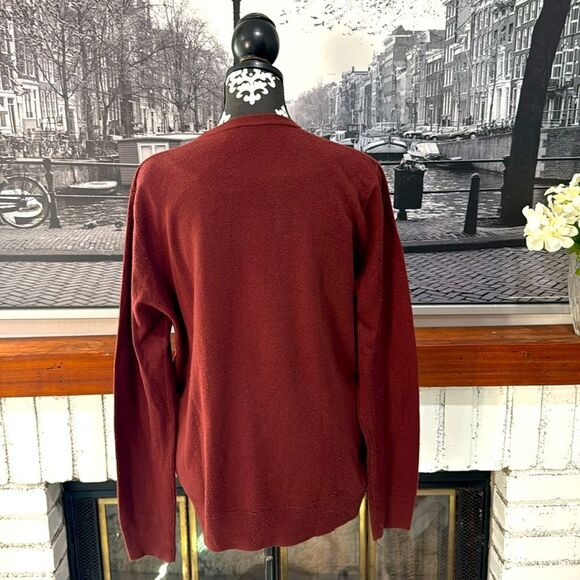 Tricots st Raphael Men's V-Neck Sweater Burgundy Medium Pullover - Picture 2 of 6